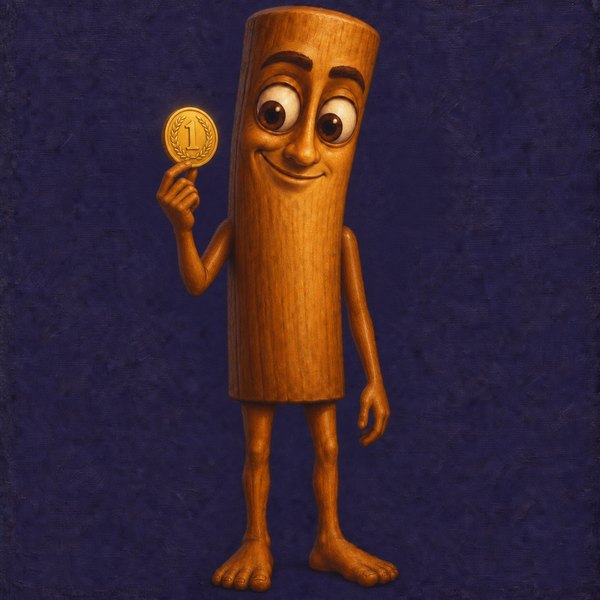 Tung holding up a gold coin